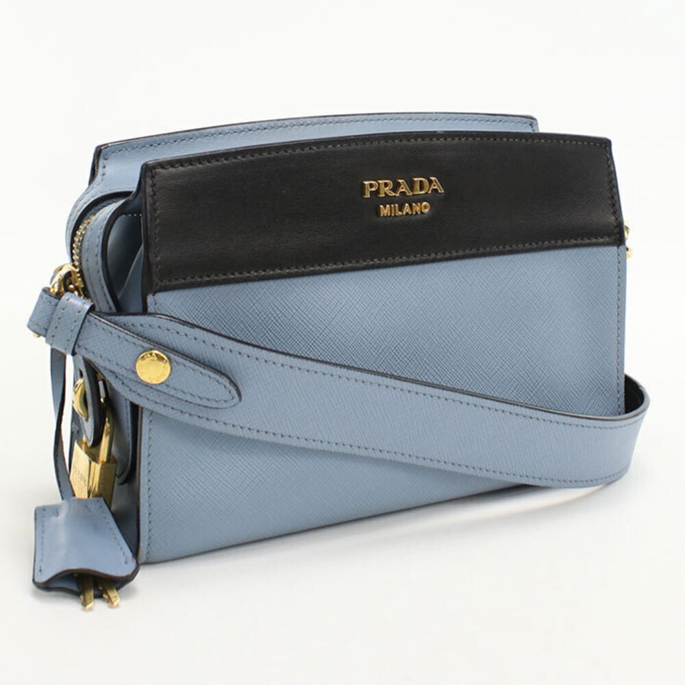 Prada Esplanade Saffiano leather crossbody bag goldtone padlock